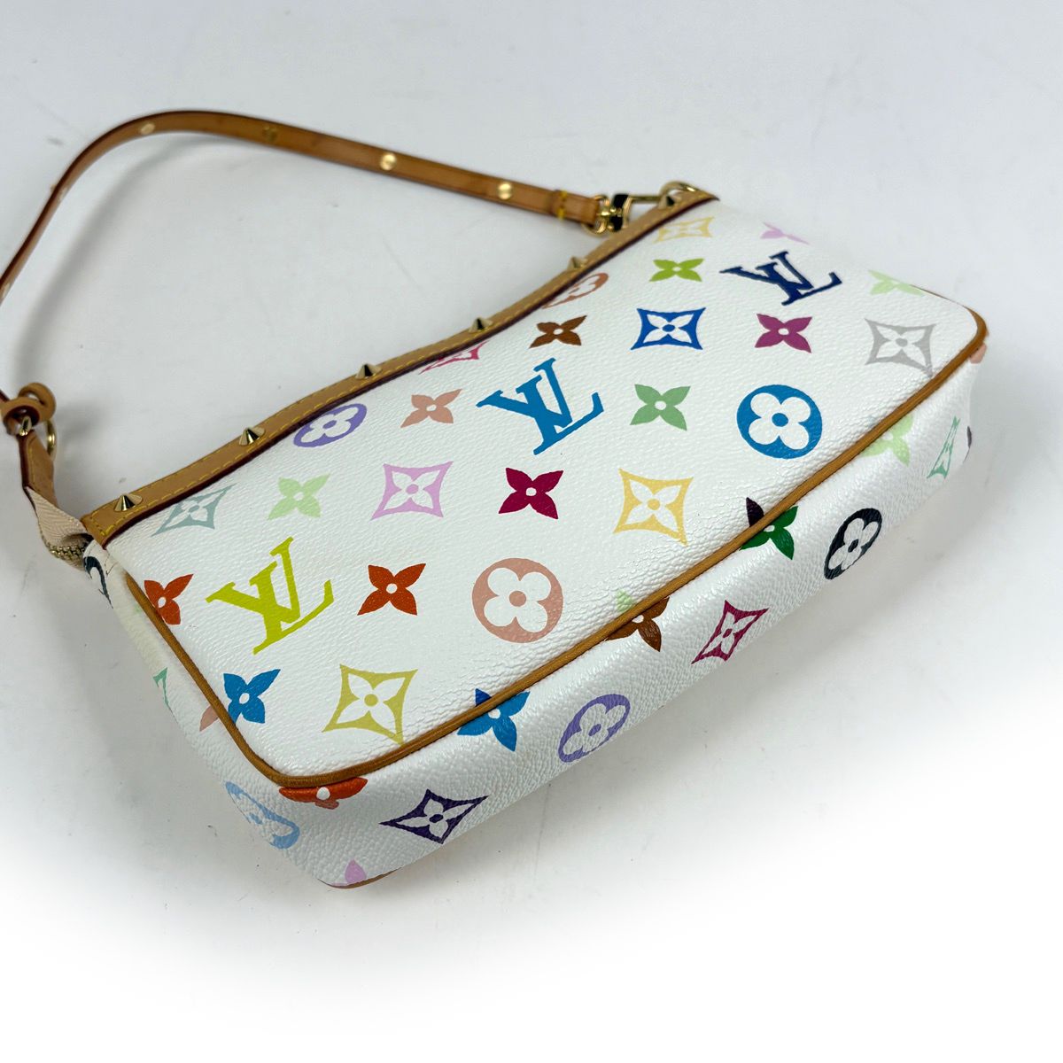 Louis Vuitton Pochette Studs Makeup Pouch Monogram Multicolor Blanc — view 2