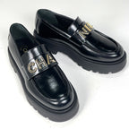 Chanel CC Logo Loafers Platform Shoes Leather Black — view 7