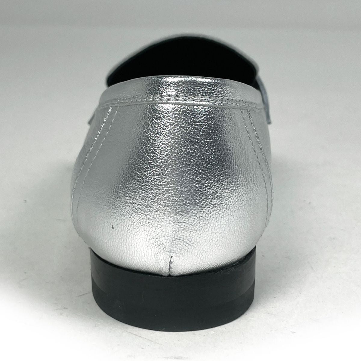 Hermes Moccasins Royale Logo Loafers Shoes Leather Silver — view 3