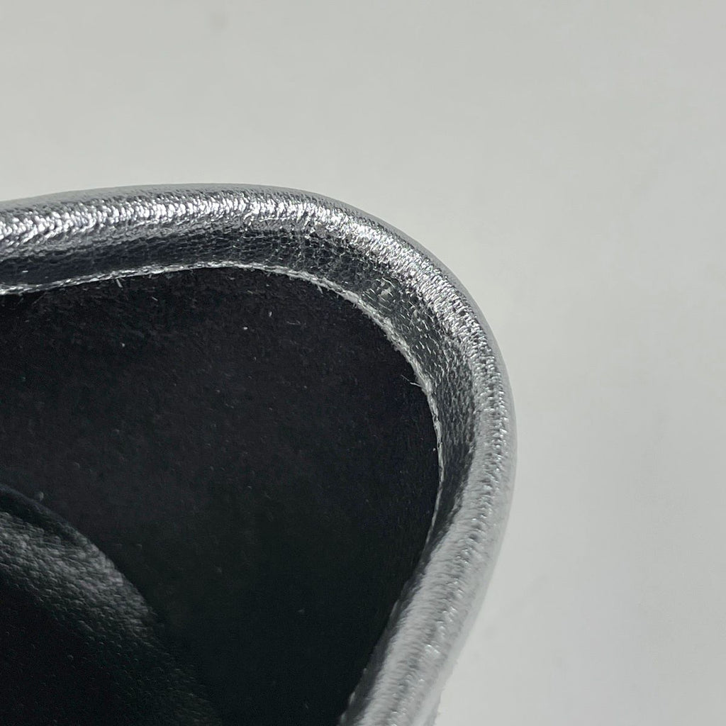 Hermes Moccasins Royale Logo Loafers Shoes Leather Silver — view 5