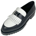 Hermes Moccasins Montmartre Logo Shoes Leather Black White
