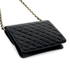 Chanel Single Flap Chain Shoulder Bag CC Logo Leather Black — view 2