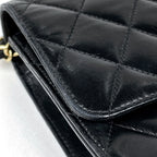 Chanel Single Flap Chain Shoulder Bag CC Logo Leather Black — view 4