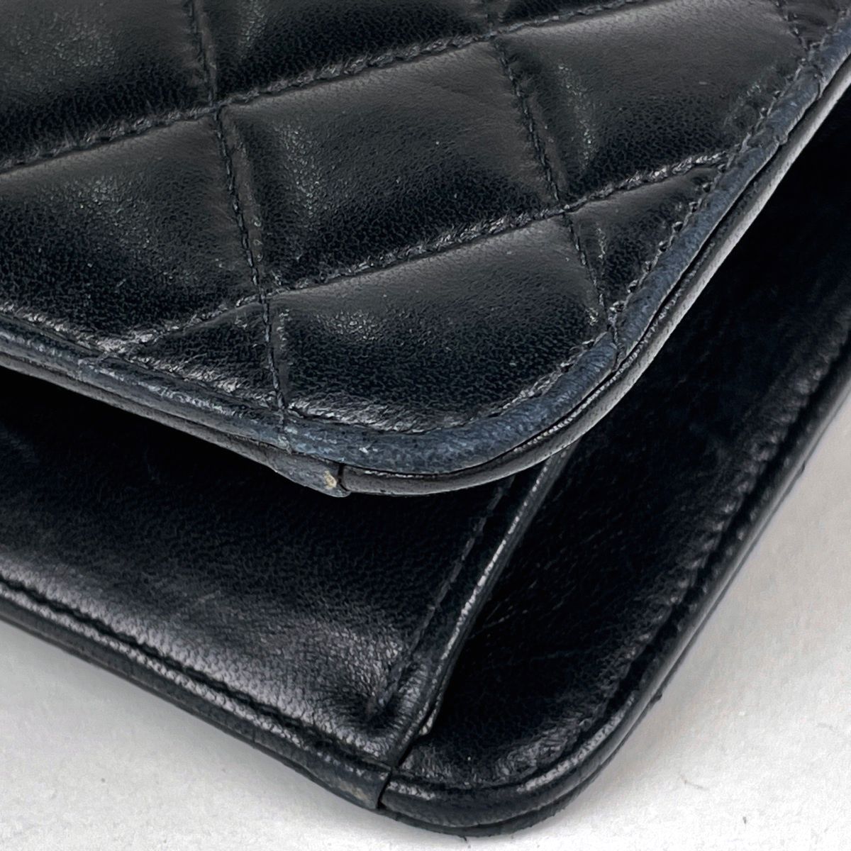 Chanel Single Flap Chain Shoulder Bag CC Logo Leather Black — view 3
