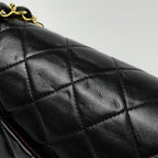 Chanel Quilted Double Flap Chain Shoulder Bag CC Logo Leather Black — view 5
