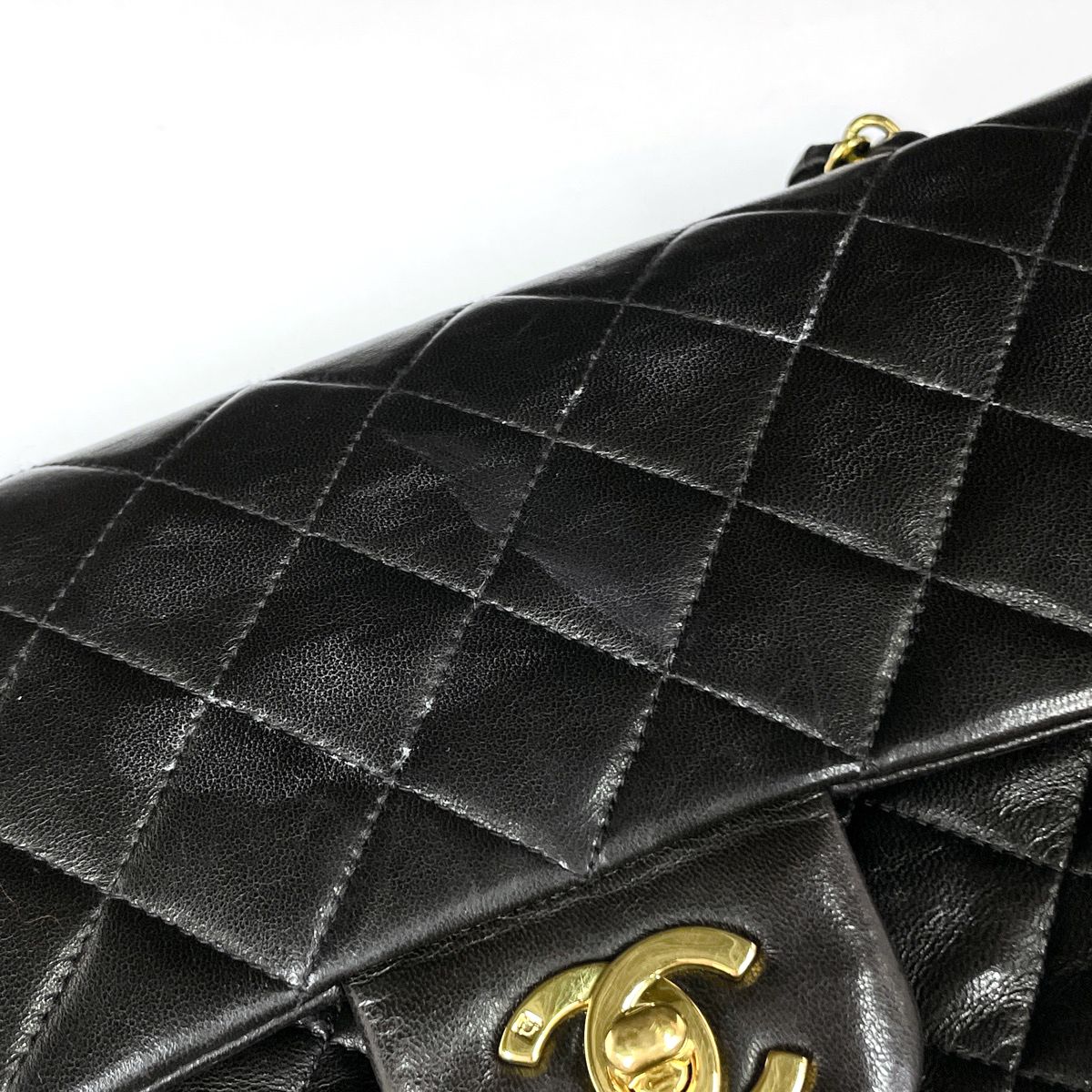 Chanel Quilted Double Flap Chain Shoulder Bag CC Logo Leather Black — view 4