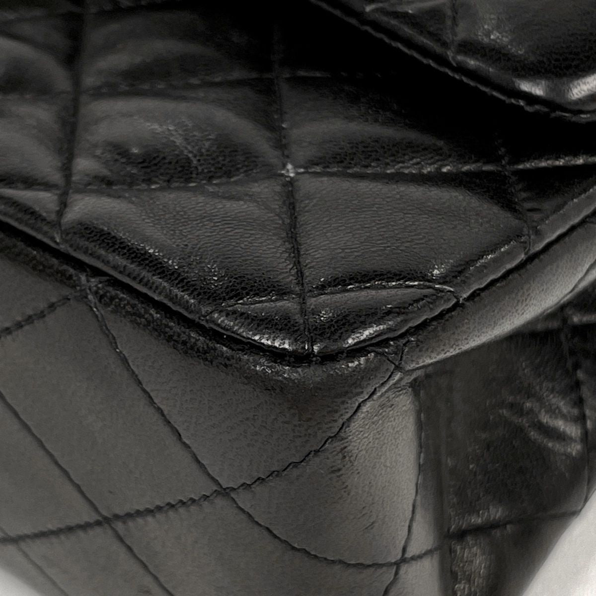 Chanel Quilted Double Flap Chain Shoulder Bag CC Logo Leather Black — view 3