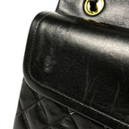 Chanel Quilted Double Flap Chain Shoulder Bag CC Logo Leather Black — view 7