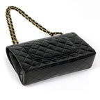 Chanel Quilted Double Flap Chain Shoulder Bag CC Logo Leather Black — view 2