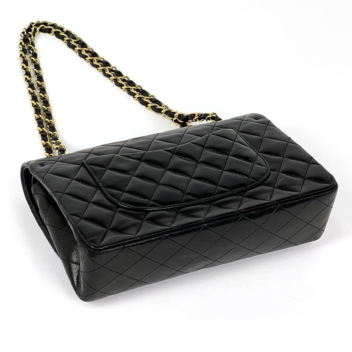 Chanel Quilted Double Flap Chain Shoulder Bag CC Logo Leather Black — view 2