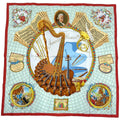 Hermes Carre 90 Wolfgang Amadeus Mozart Hymn to Scarf Silk Red Multicolor
