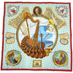 Hermes Carre 90 Wolfgang Amadeus Mozart Hymn to Scarf Silk Red Multicolor