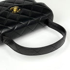 Chanel CC Logo Handbag Quilted Leather Black — view 5