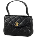 Chanel CC Logo Handbag Quilted Leather Black