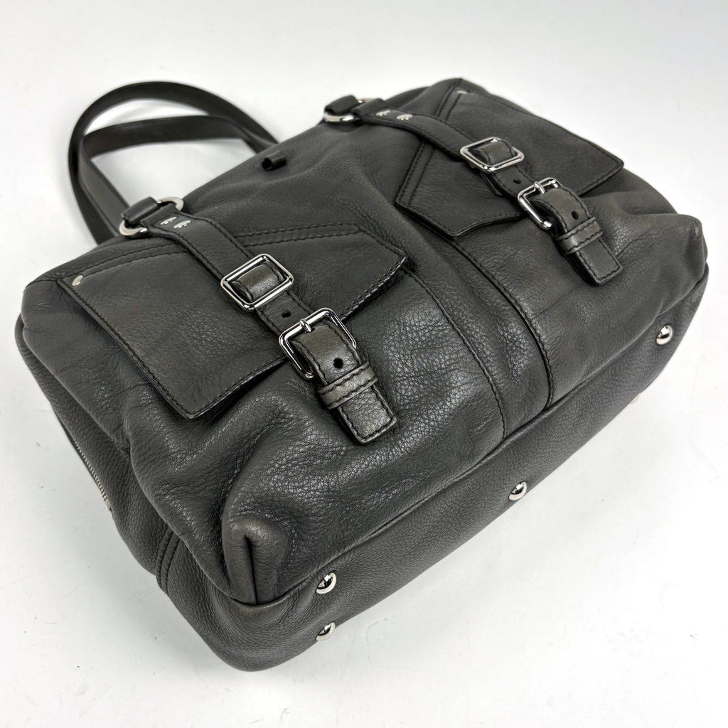 Saint Laurent Logo Tote Leather Gray — view 2