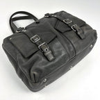 Saint Laurent Logo Tote Leather Gray — view 2