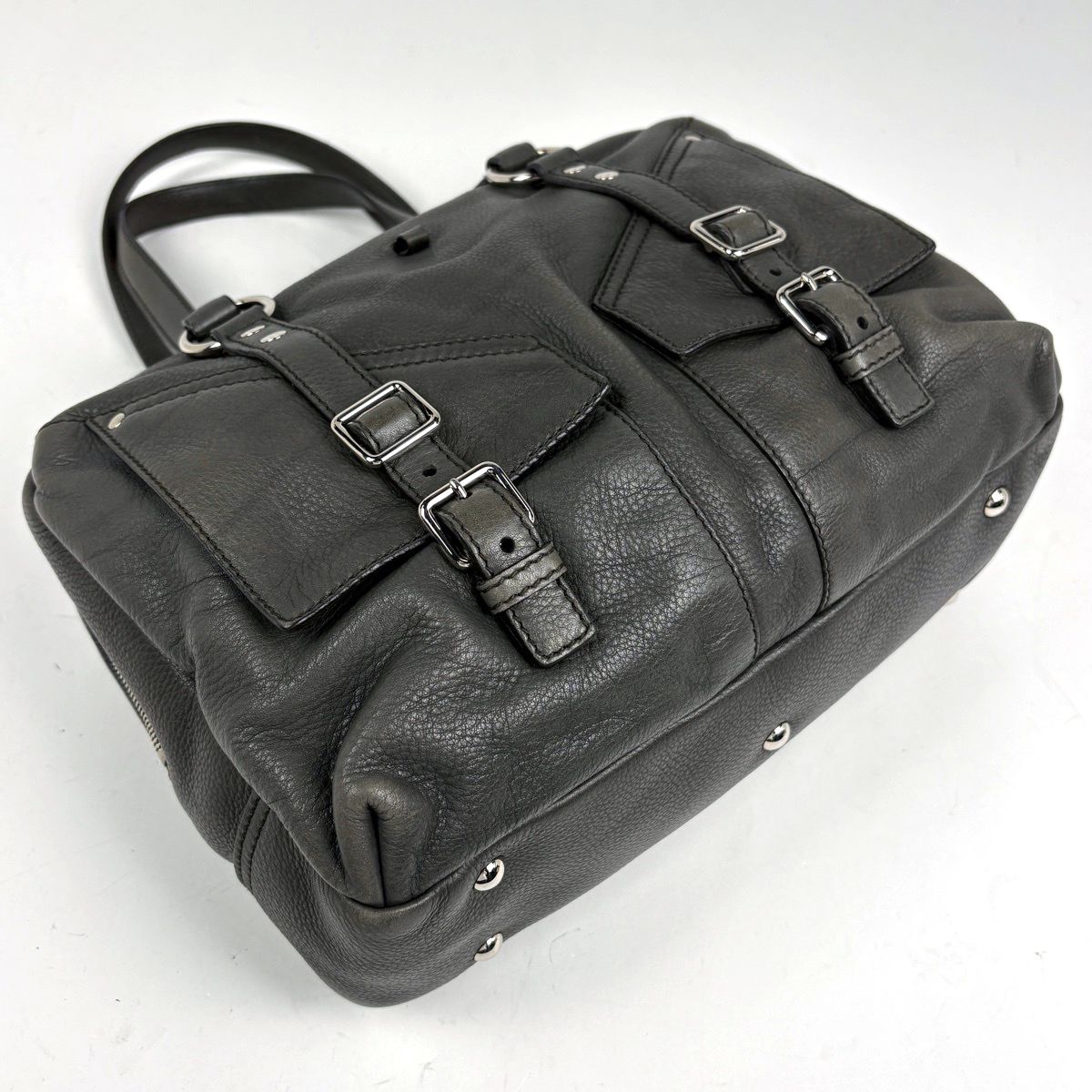 Saint Laurent Logo Tote Leather Gray — view 2