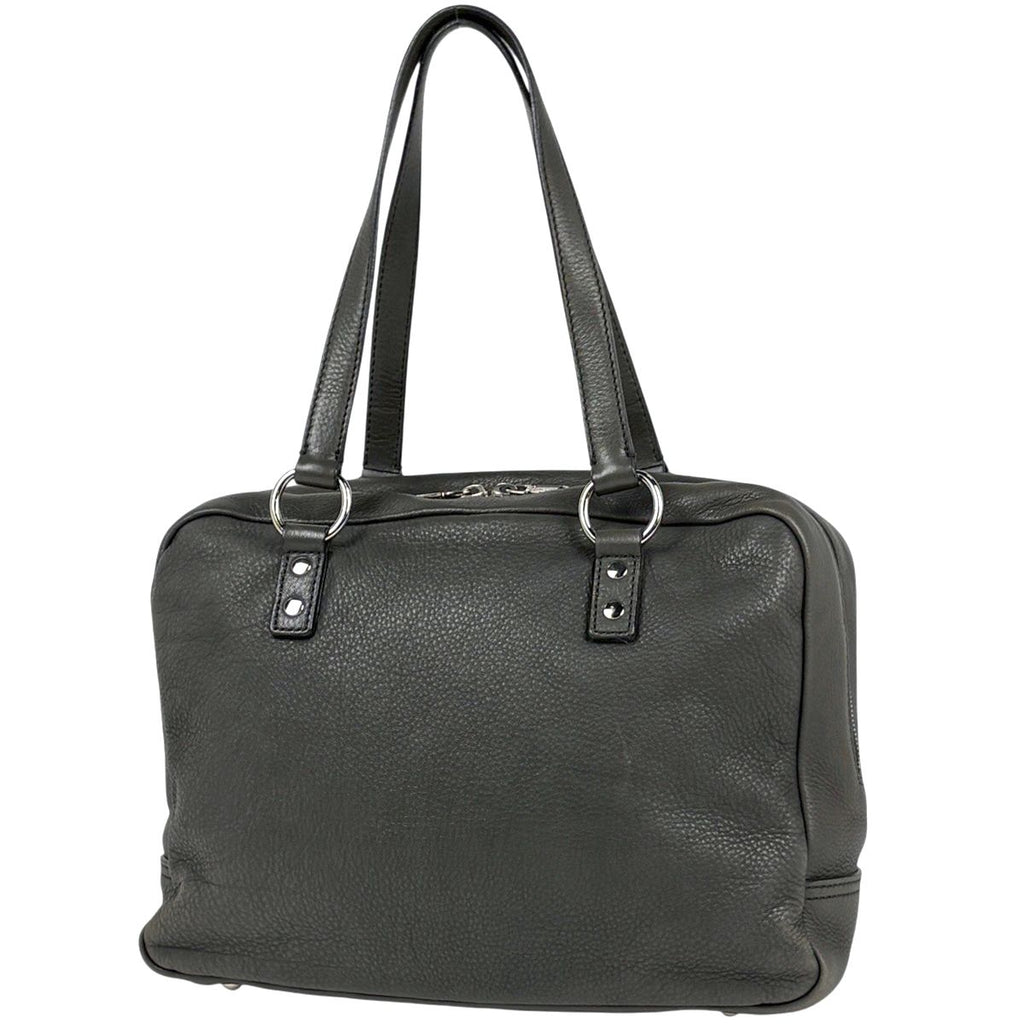 Saint Laurent Logo Tote Leather Gray