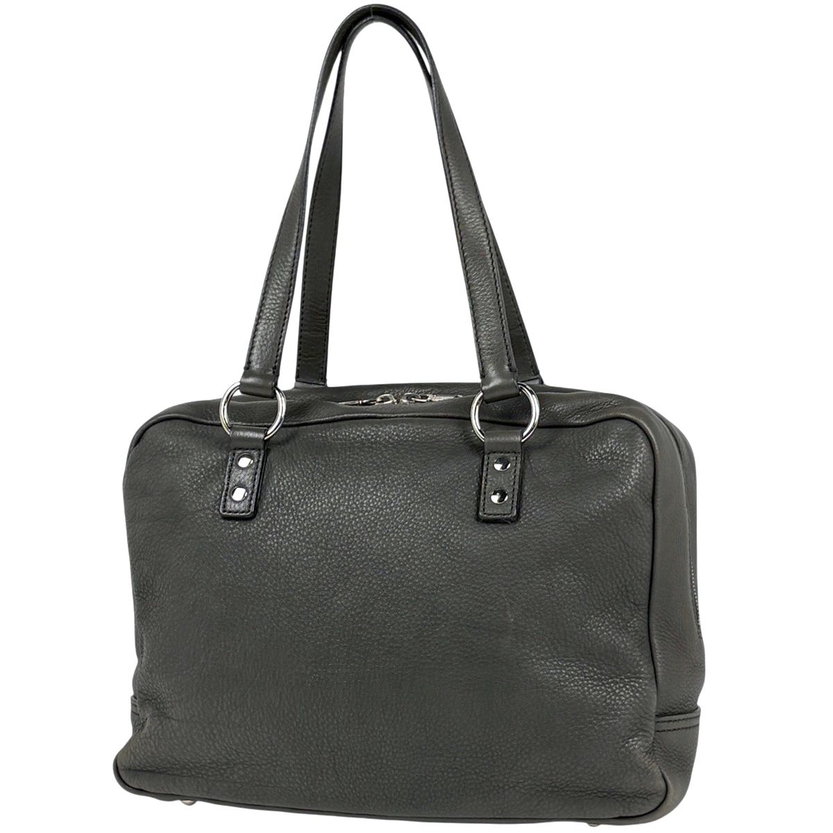 Saint Laurent Logo Tote Leather Gray