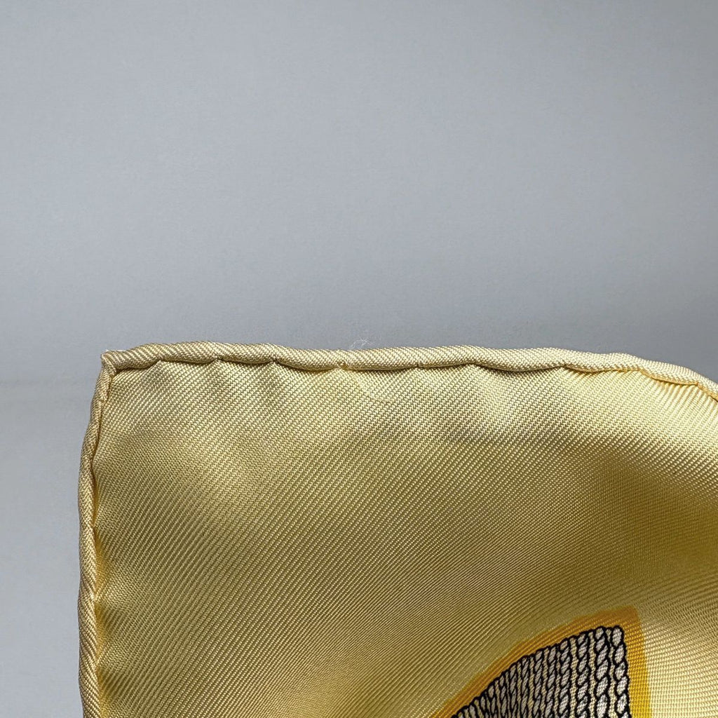 Hermes Carre 90 Chevaiix de Trait Taima Scarf Silk Yellow Multicolor — view 4