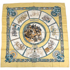 Hermes Carre 90 Chevaiix de Trait Taima Scarf Silk Yellow Multicolor