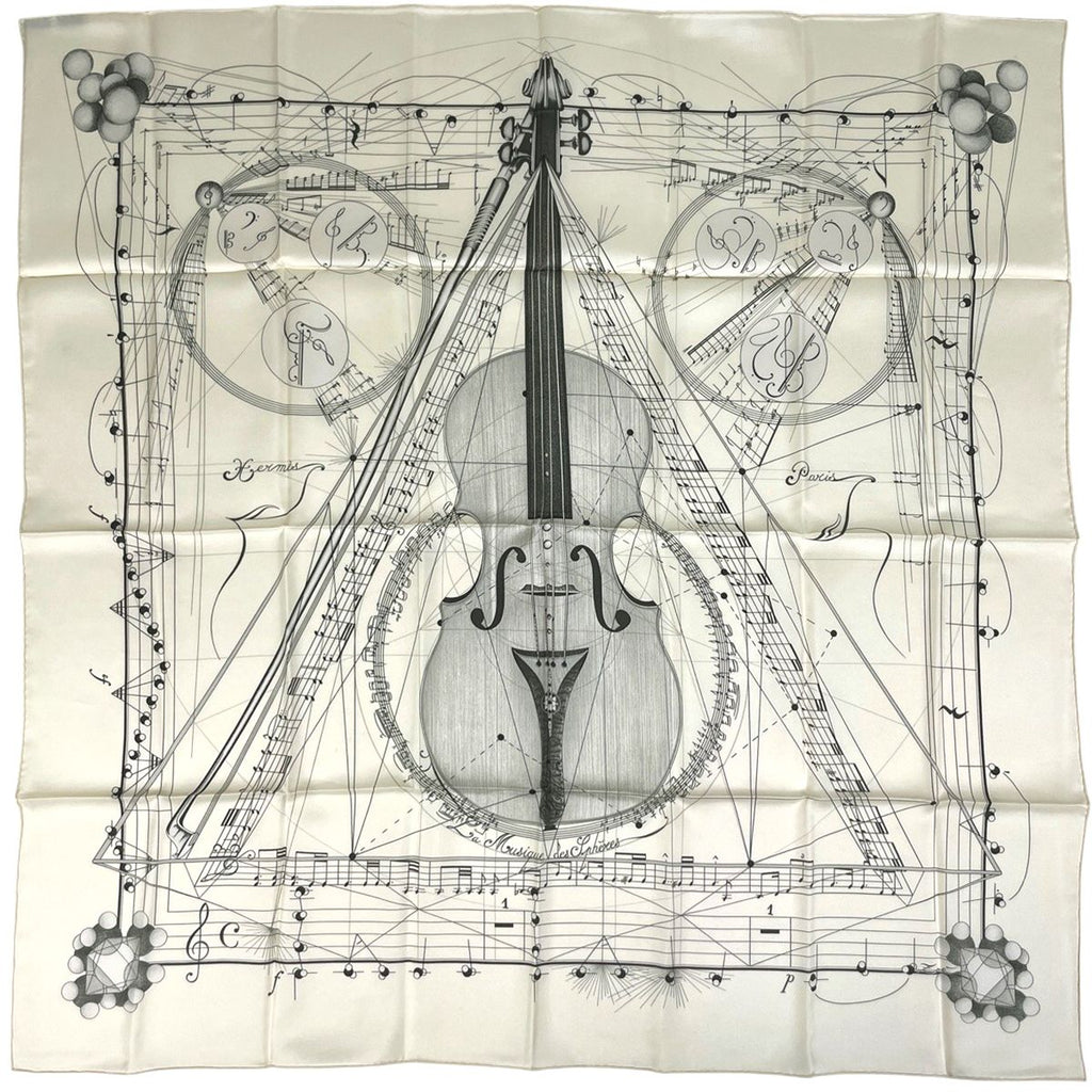 Hermes Carre 90 la Musique Des Spheres Music Played by Scarf Silk White
