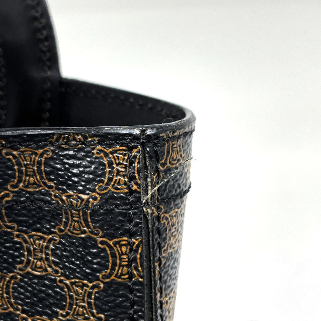 Celine Macadam Handbag Circle Handle Brown Black — view 4