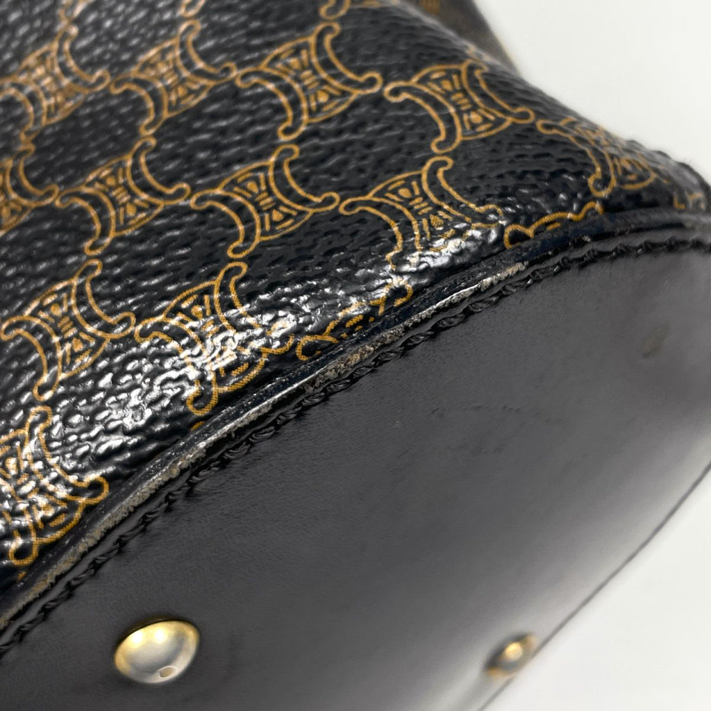 Celine Macadam Handbag Circle Handle Brown Black — view 3
