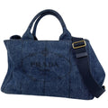 Prada Canapa Tote 2-Way Handbag Denim Navy