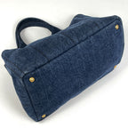Prada Canapa Tote 2-Way Handbag Denim Navy — view 2
