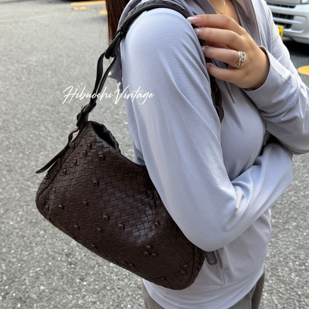 Bottega Veneta Shoulder Bag Leather Brown Vintage