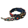 Fendi Shoulder Strap White Blue Multi Studs Flower Leather