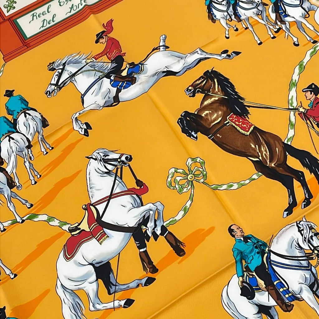 Hermes Scarf Carre 90 Orange Multi Real Escuela Andaluza Del Arte Equestre Horse — view 4