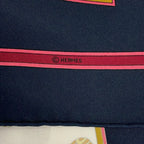 Hermes Scarf Carre 90 Dark Navy Bordeaux Multi Letemrs Des Marionettes — view 2