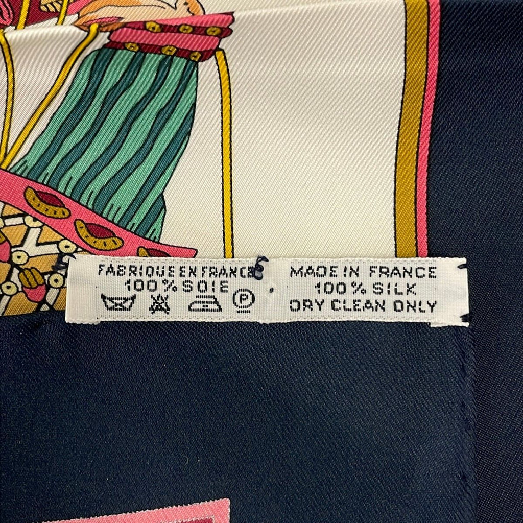 Hermes Scarf Carre 90 Dark Navy Bordeaux Multi Letemrs Des Marionettes — view 3