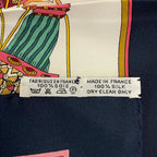 Hermes Scarf Carre 90 Dark Navy Bordeaux Multi Letemrs Des Marionettes — view 3