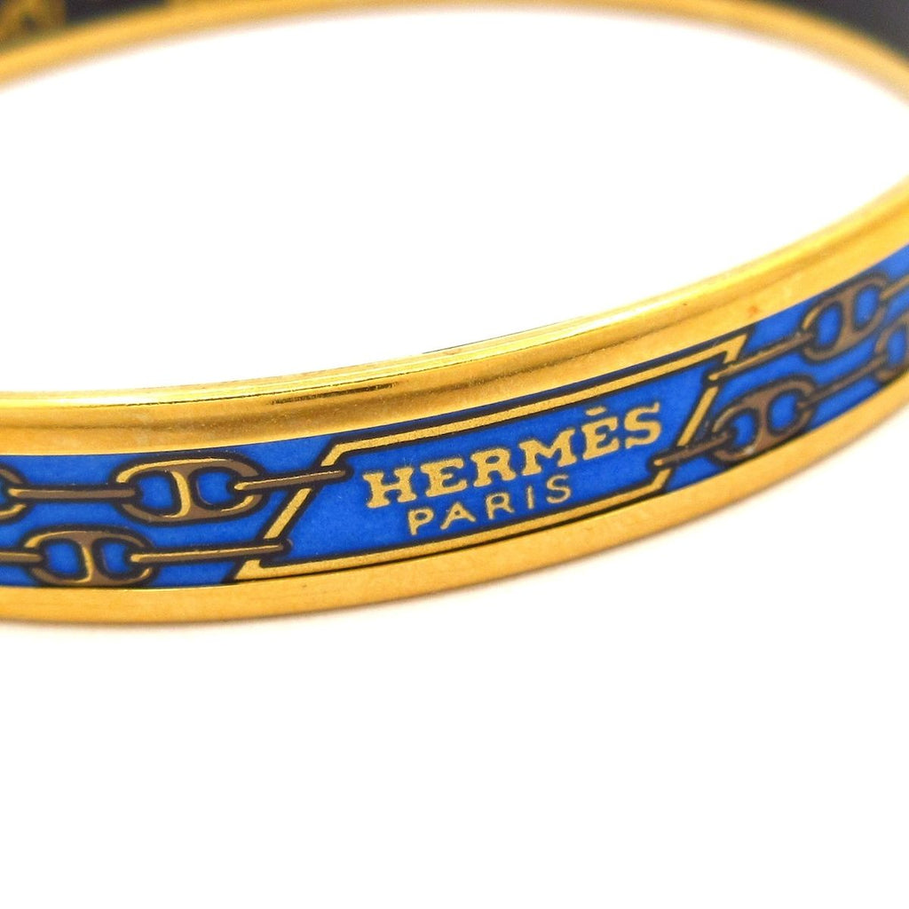 Hermes Bangle Enamel PM Gold Blue Chaine D'ancre Cloisonne Bracelet — view 5