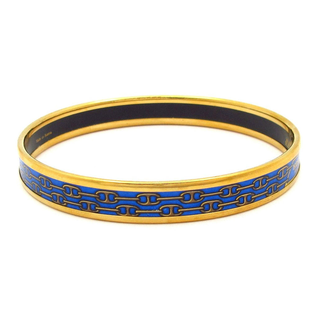 Hermes Bangle Enamel PM Gold Blue Chaine D'ancre Cloisonne Bracelet — view 3