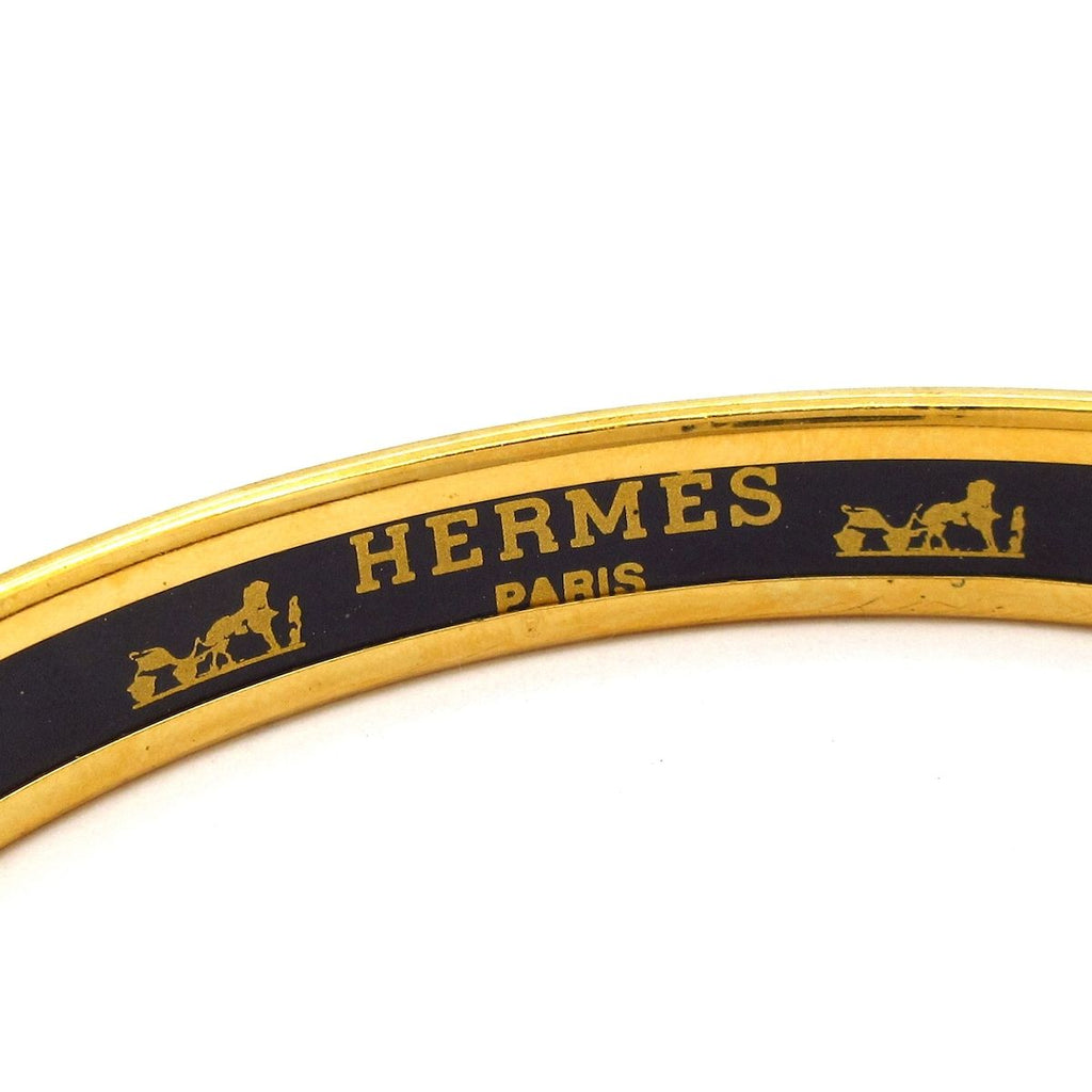 Hermes Bangle Enamel PM Gold Blue Chaine D'ancre Cloisonne Bracelet — view 4