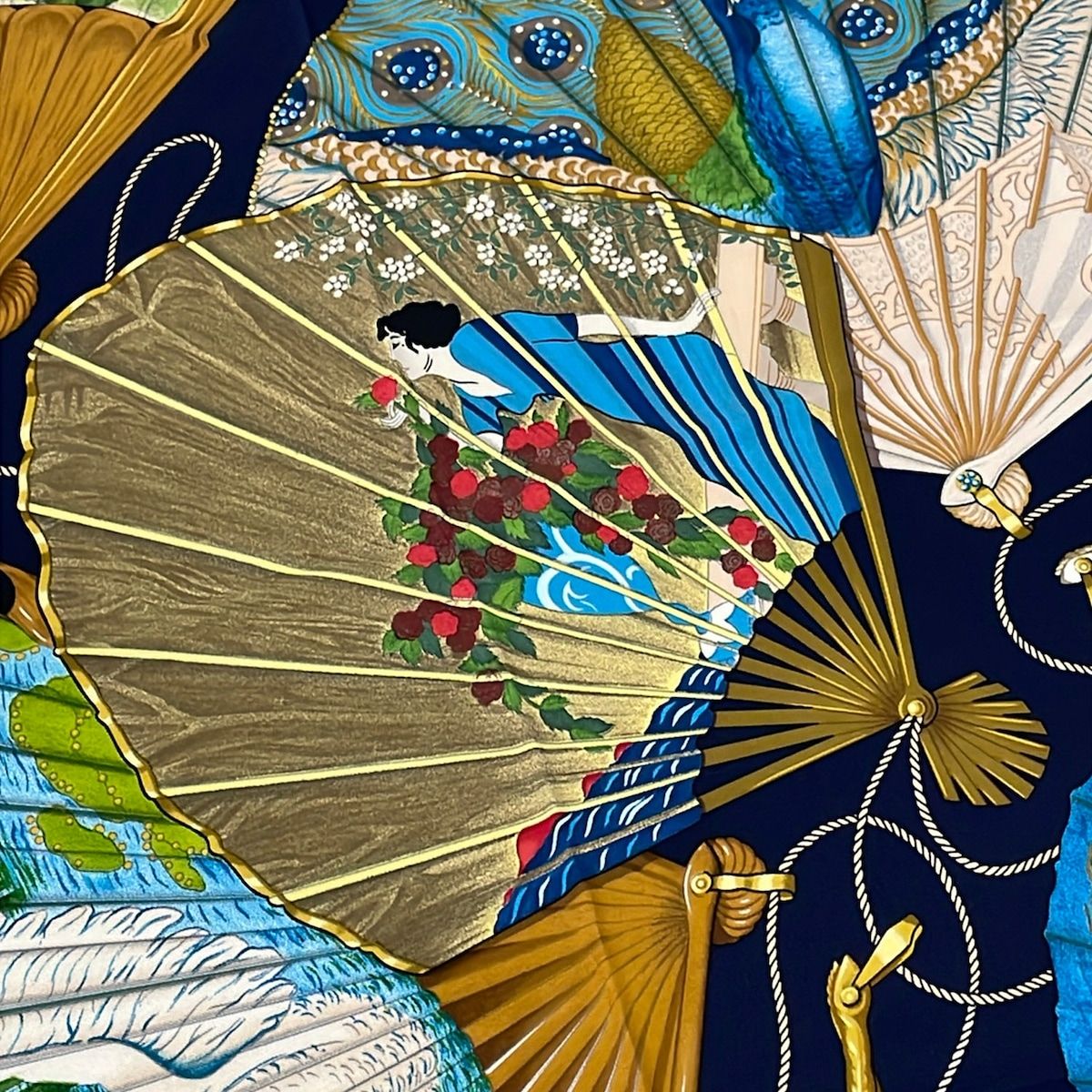Hermes Scarf Carre 90 Dark Brown Multi Brise de Charme — view 4