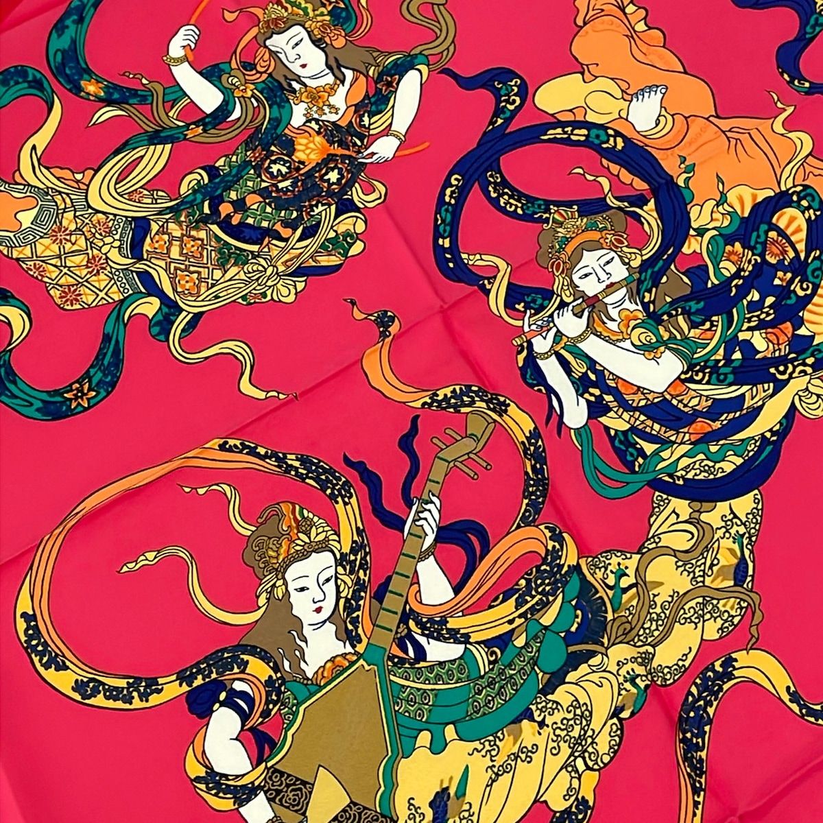 Hermes Scarf Carre 90 Dark Navy Red Yellow Nikko — view 4