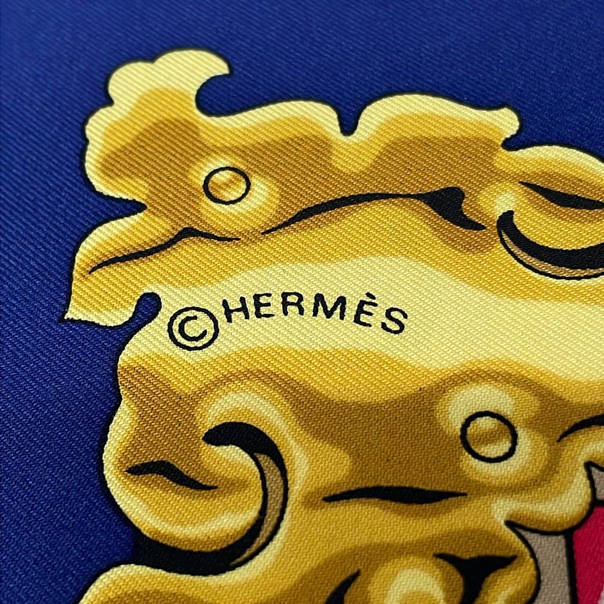 Hermes Scarf Carre 90 Dark Navy Red Yellow Nikko — view 2