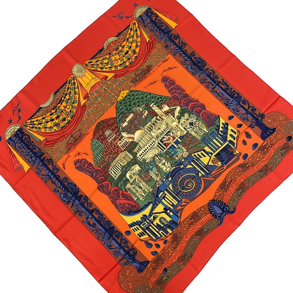 Hermes Scarf Carre 90 Red Multi L'atlantide