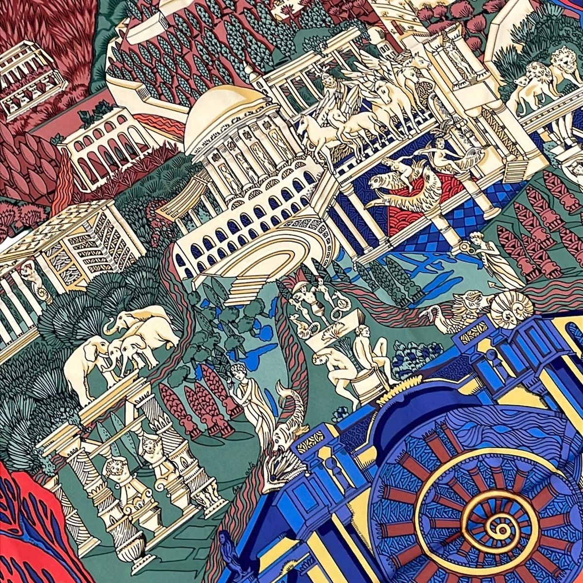 Hermes Scarf Carre 90 Red Multi L'atlantide — view 4