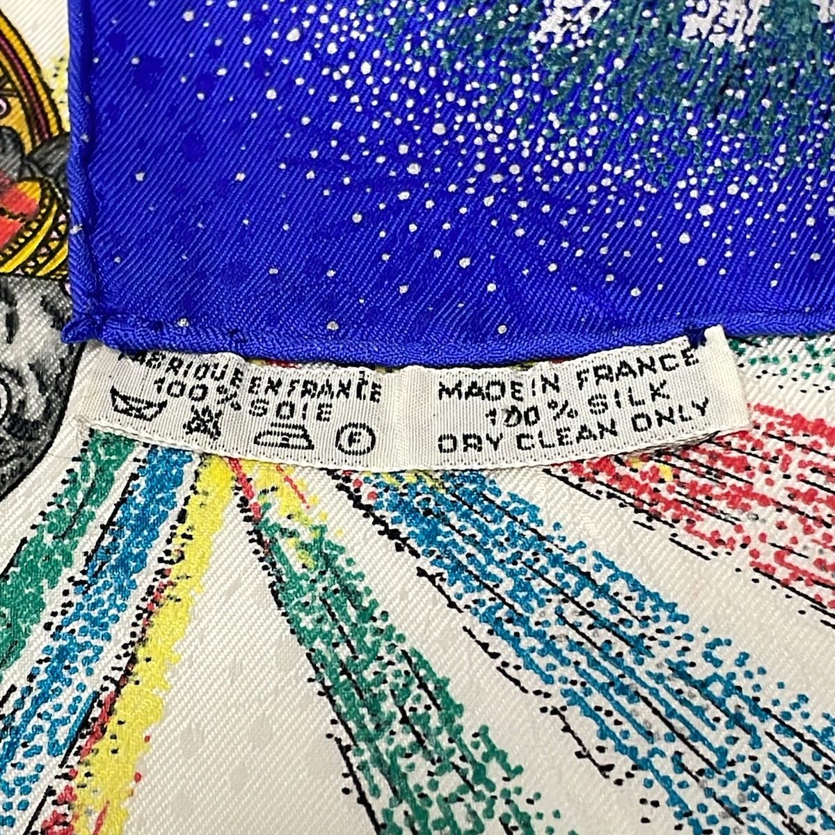 Hermes Scarf Carre 90 White Blue Pink Multi Feu D'artifice — view 3