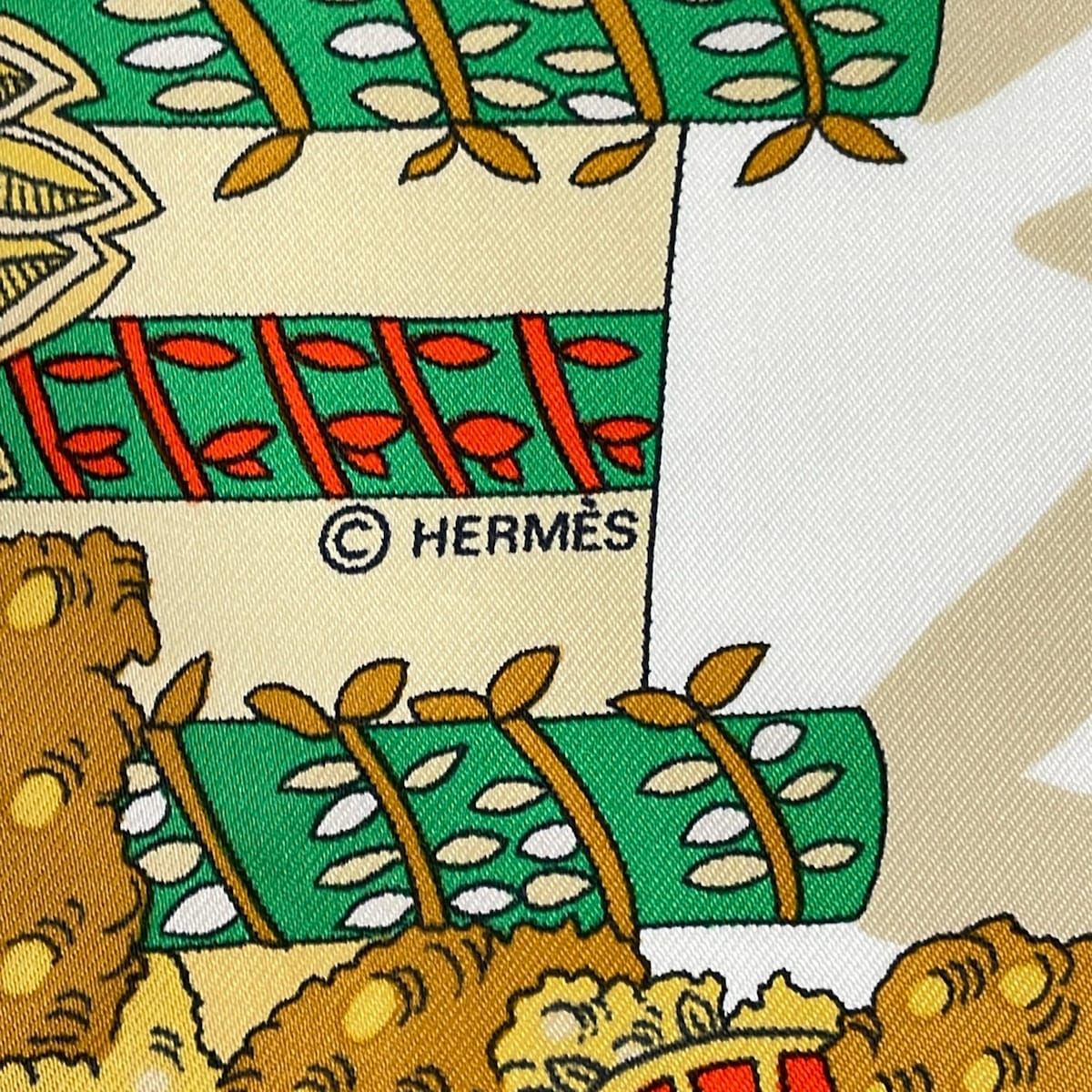 Hermes Scarf Carre 90 Yellow Light Gray Multi le Paradis du — view 2