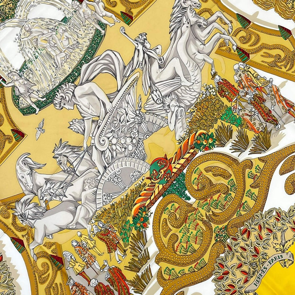 Hermes Scarf Carre 90 Yellow Light Gray Multi le Paradis du — view 4
