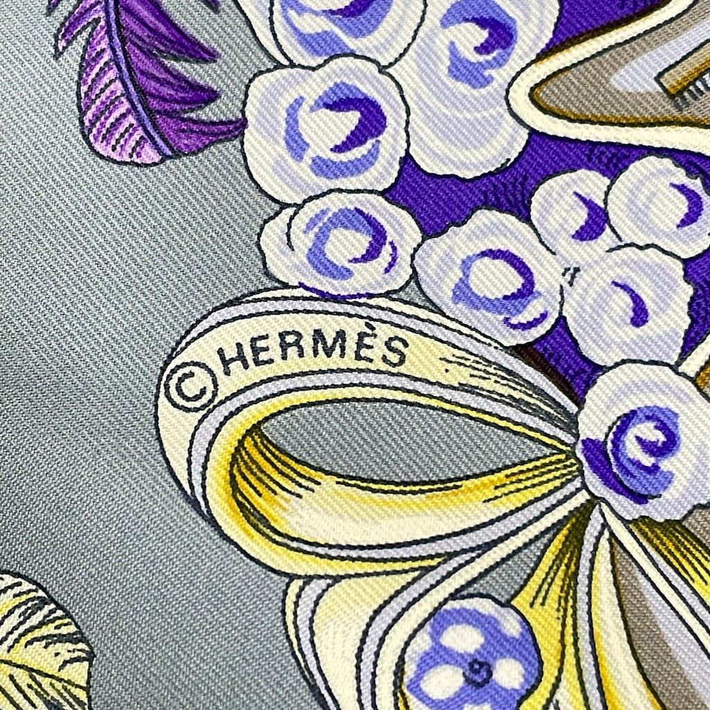 Hermes Scarf Carre 90 Blue Purple Yellow Chapeau! — view 2