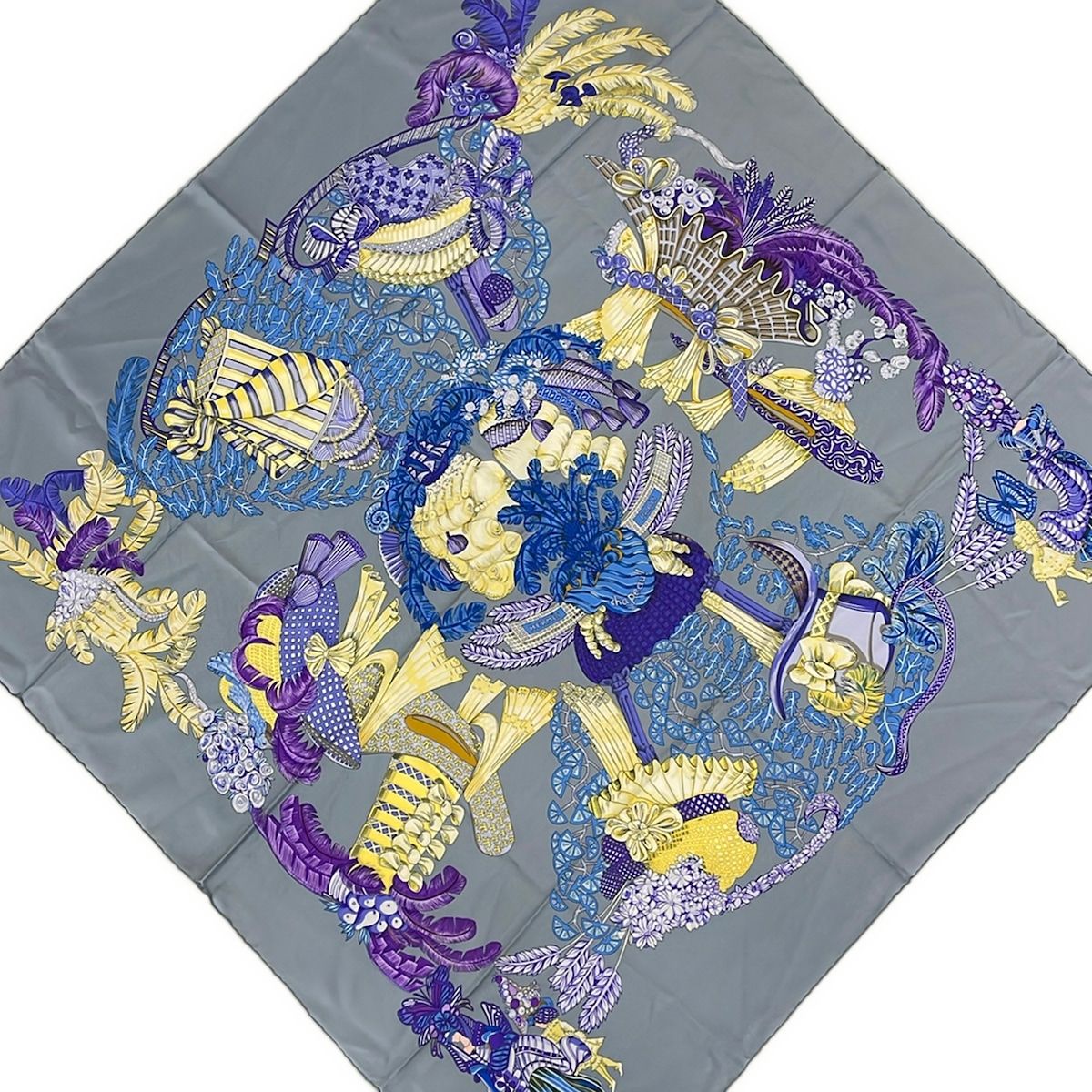 Hermes Scarf Carre 90 Blue Purple Yellow Chapeau!