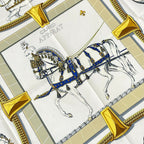 Hermes Scarf Carre 90 White Gold Beige Grand Apparat — view 5